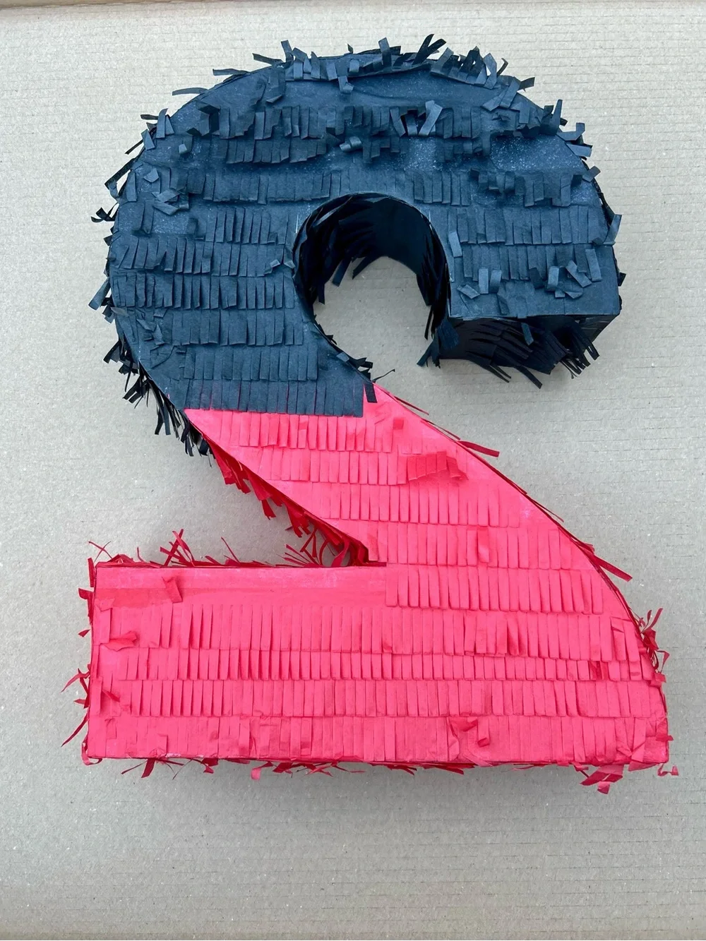Number 2 Piñata Set – Black/Red Theme + Stick & Blindfold | New